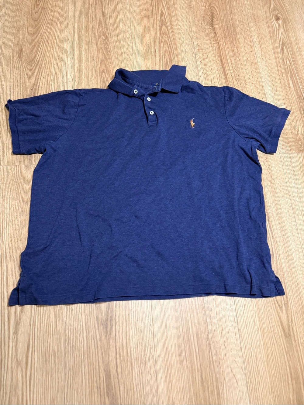 Polo Ralph Lauren Polo Shirt Men's L Heather Navy Blue Classic Fit Cotton Jersey